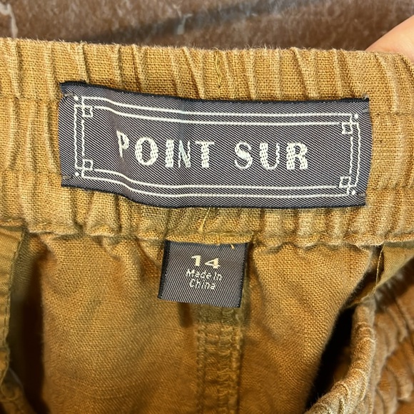 POINT SUR Pants Linen Lyocell Elastic Waist Mustard Jogger Pants - Picture 4 of 10